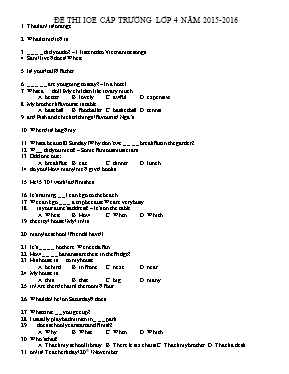 Đề IOE cấp trường lớp 4 - Năm học 2015-2016